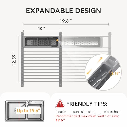 Yofidra Expandable Grey Over-The-Sink Dish Drainer Rack - Up to 19.6"