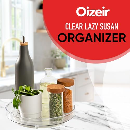 Acrylic Lazy Susan Organizer - 2 Pack, 9 Inch, Cabinet & Kitchen Storage
