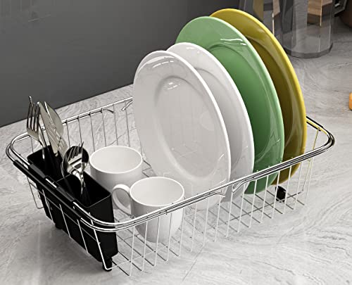 Stainless Steel Over Sink Dish Drying Rack, Rustproof and Adjustable