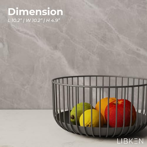 Black Matte Powder-Coated Metal Hygge Decor Fruit Basket with Removable Tray
