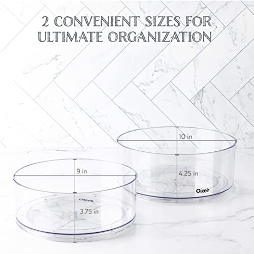 Oizeir 2-Pack Clear Acrylic Lazy Susan Turntable - Organize Fridge, Cabinet or Counter
