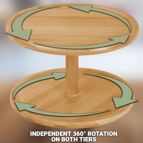 Bamboo 2-Tier Lazy Susan - 360° Rotating Cabinet & Dining Table Organizer