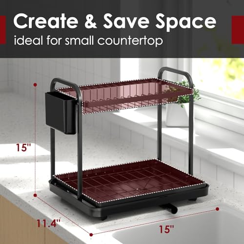 Stainless Steel 2-Tier Dish Drying Rack for Kitchen Counter