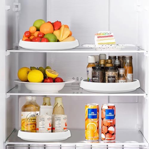 4PC White & Grey Non-Skid Kitchen Spice Organizer Lazy Susan