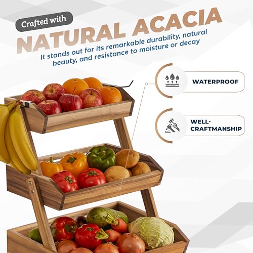 Super Large 3-Tier Fruit Basket, Heavy Duty Storage for Kitchen