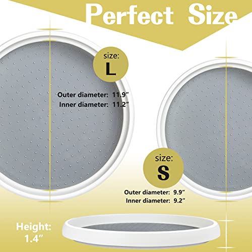 2-Pack Non-Skid Lazy Susan, 10" + 12", Round Rotating Spice Organizer Cabinets, Pantry, Bathroom