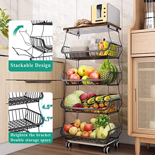 Stackable Wire Fruit and Snack Organizer for Kitchen Pantry