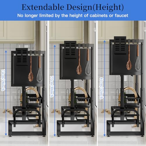 3-Tier Sink Drying Rack - Black, Adjustable and Expandable (For Kitchen)
