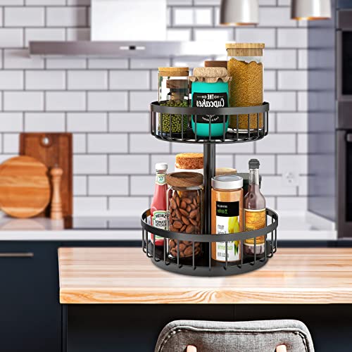 Black 10 Inch Lazy Susan Organizer for Cabinets and Countertops